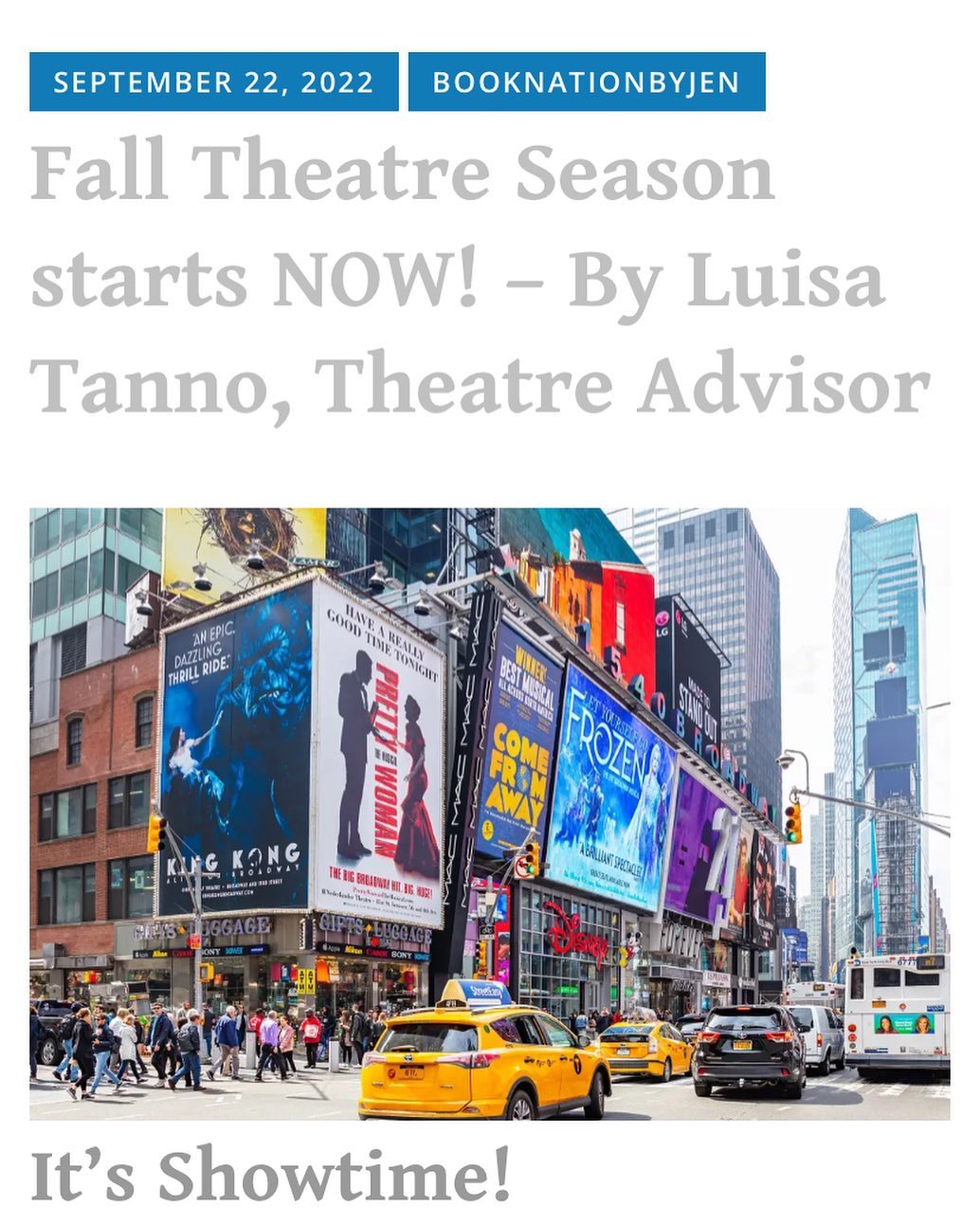 Ok! Here is my personal list of shows to see for the Fall! I’m already making additions 😬 ! Thank you to all the theatre makers out there for your talent and perseverance! There is A LOT to see. What’s on your list?? Link in bio #broadway #offbroadway #nonprofittheatre #theatre #theatretosee #nyctheatre #theatreblog Thank you @booknationbyjen for letting me wax theatrical on your fabulous #bookblog !!